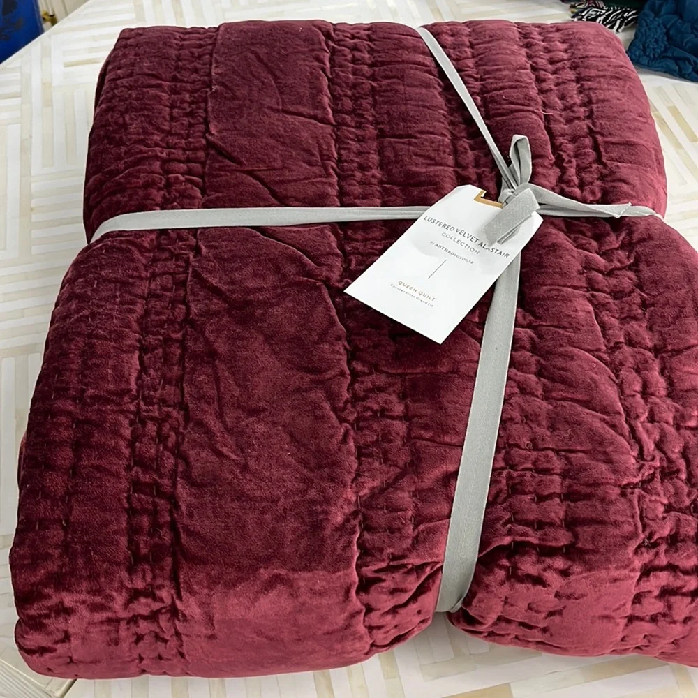 Anthropologie Wine Red Quilted Comforter. This is the comforter only.